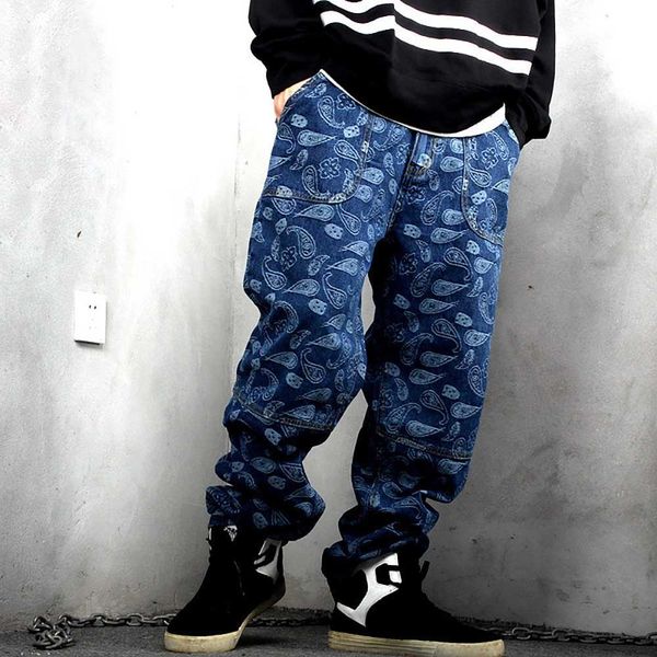 

jeans fashion premium loose baggy casual denim pants straight trousers plus size streetwear jeans men clothing, Blue