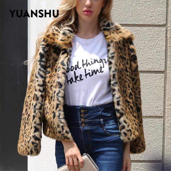 

luxury leopard faux fur coat women winter thicken warm slim short elegant outerwear overcoats1, Black
