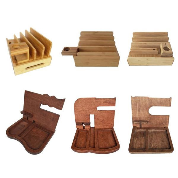 

cell phone stand holder bamboo wood dock natural stands deskorganizer for mobile phone/tablet/watch/pen mounts & holders