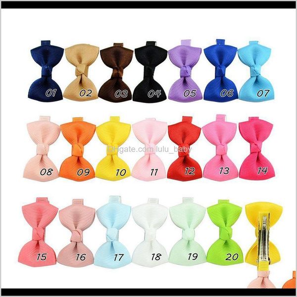 

20 colors baby infant bow hairpins small grosgrain ribbon bows hairgrips girls solid whole wrapped safety hair clips kids hair wepfc yyrwf