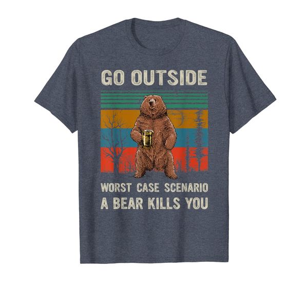 

camping shirt go outside worst case a bear kills you tshirt, White;black