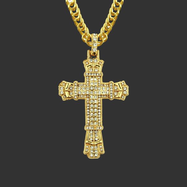 

amulet neck pendants hip hop necklace men's tridimensional cross pendant, Silver