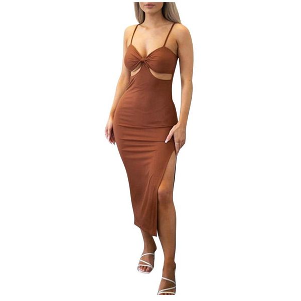 

casual dresses low-cut slim-fit sling split midi dress for women beach sleeveless v neck high waist sundress, Black;gray