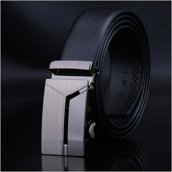 

large size 140cm men's leather belt 46-56inch business wearing automatic buckskin 3.5cm wide youth fit je belts, Black;brown