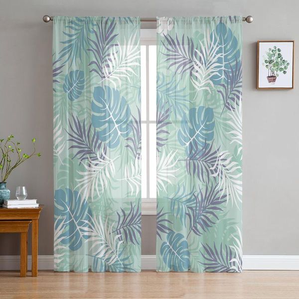 

curtain & drapes nordic tropical plant green leaves window curtains bedroom modern drape sheer tulle valances living room kitchen voile