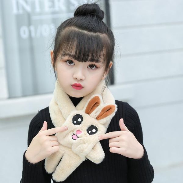 

scarves 1pc adorable animal children plush scarf wool warm thicken autumn winter pure color ring neck for boys girls wj144, Blue;gray
