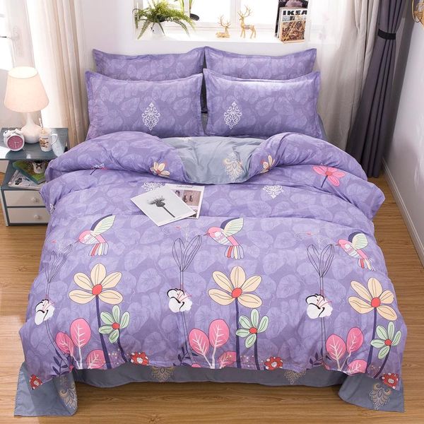

bedding sets birds on the flower set simple duvet cover pillowcase home textile 2/3pcs bed linen king  size dropship