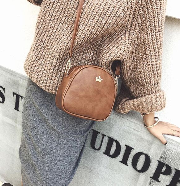 

storage bags fashion women messenger pu leather shoulder lady crossbody mini female crown evening