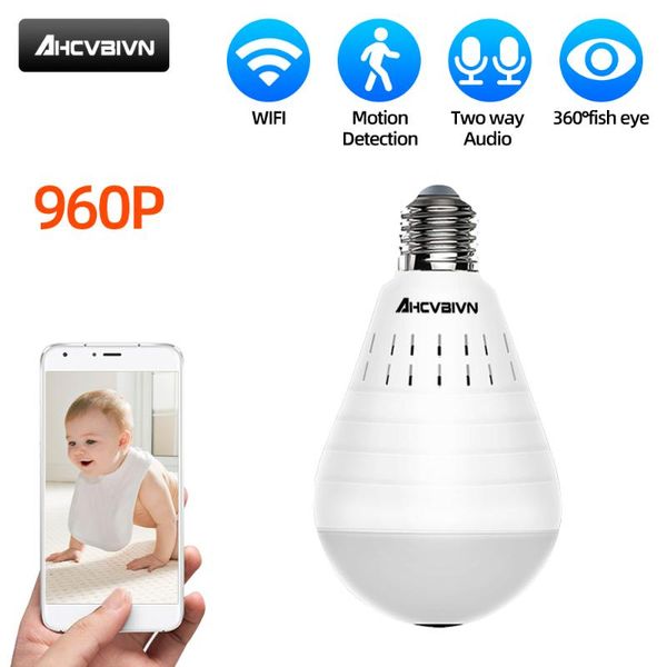 

cameras 960p wifi panoramic camera light bulb 360 degree fisheye wireless home security video surveillance mobile view two way audio