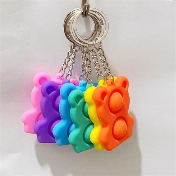 

push pop bubble keychain fidget sensory toy stress reliever relief key ring squeeze anxiety relief key holder pendent h38khdw, Red;brown