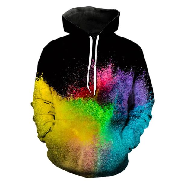 

men's hoodies & sweatshirts fashion 3d zipper splash tie dyeing print sweatshirt hoodie autumn and spring male hooded pullover men spor, Black