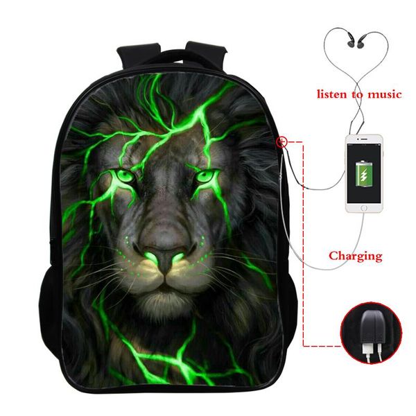 

backpack arrival 3d school bags kids acuarela animals print for teenage boys girls funny animal usb charging backbag students