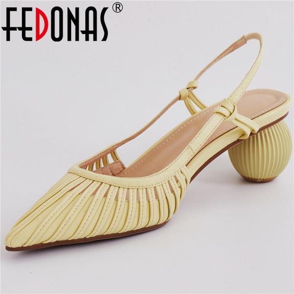 

dress shoes fedonas lace up genuine leather ladies sandals 2021 spring summer strange heels pumps elegant wedding party fashion woman, Black