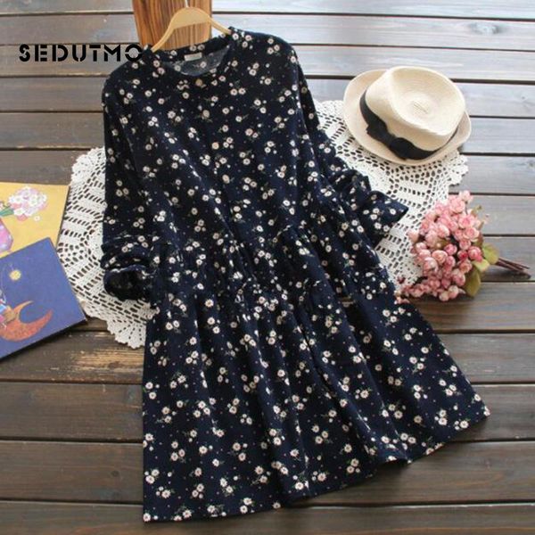 

casual dresses sedutmo winter velvet dress women print tunic shirt floral vintage fashion long sleeve party ed601, Black;gray