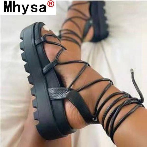 

summer fashion women's shoes comfortable cool platform open toe lace-up beach solid color simple sandals, Black