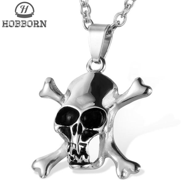 

pendant necklaces hobborn punk skeleton cross men women titanium steel hiphop skull never fade necklace charm pendents jewelry, Silver