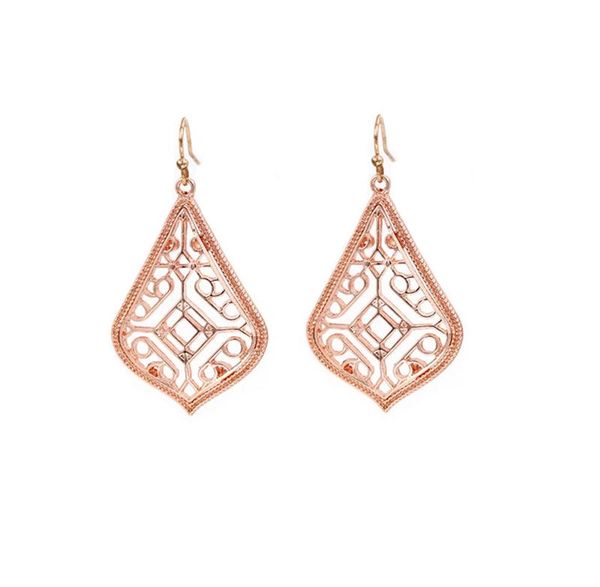 

dangle & chandelier fashion tear drop earring alloy made filigree floral waves water earrings for women, Silver