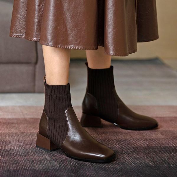 

boots med heel women's rubber shoes rain winter footwear boots-women autumn 2021 stockings mid calf ladies mid-calf rock mid-ca, Black
