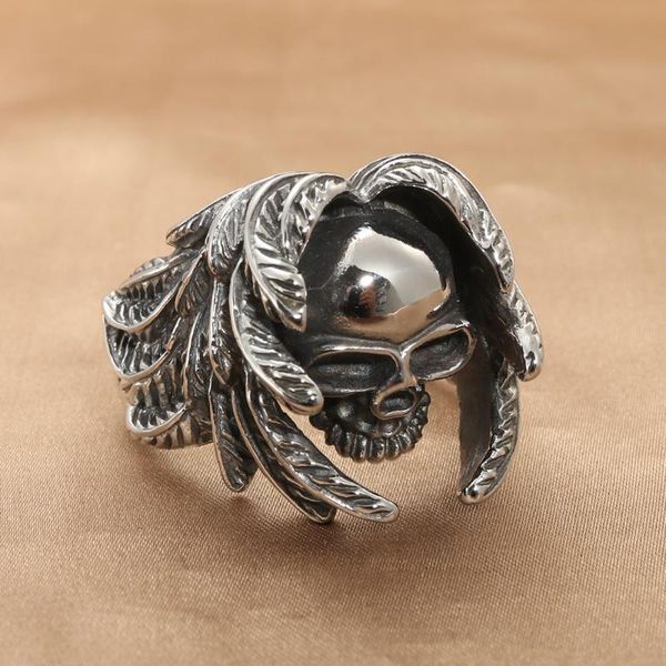

wedding rings fashion jewelry stainless steel skull ring men trendy simple punk gift 21004, Slivery;golden