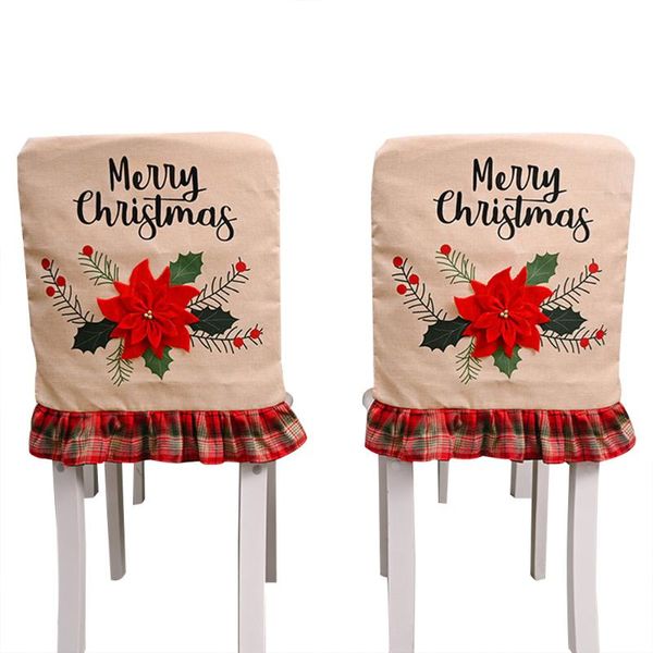 

chair covers christmas back cover big red flower burlap party home decoration ornament