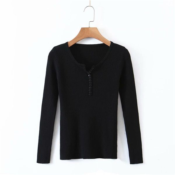 

women's sweaters evfer casual female sweater, solid knitted or crocheted, feminine fashion, slim sweater with low-cut v, long sleeve iu, White;black
