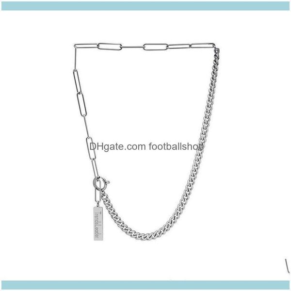 

necklaces & pendants jewelrysplicing chain clavicle titanium steel couple necklace hip hop all-match men and women chains drop delivery 2021, Silver