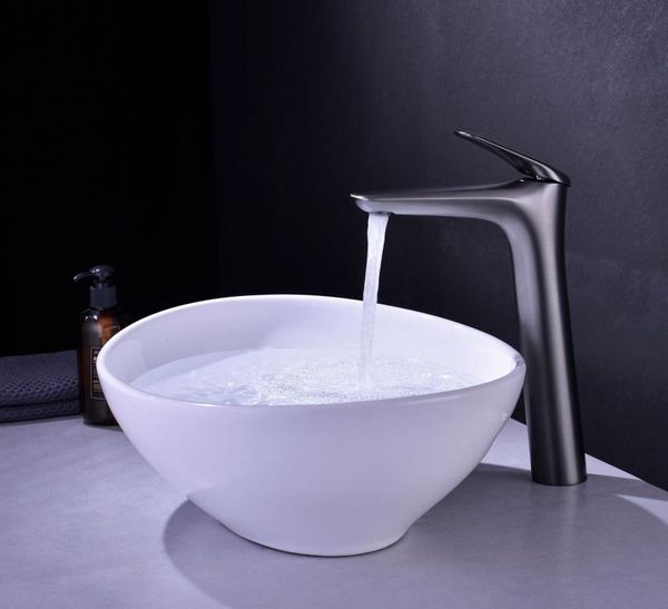 

brass bathroom sink faucet gun gray copper basin mixer high /low cold faucets