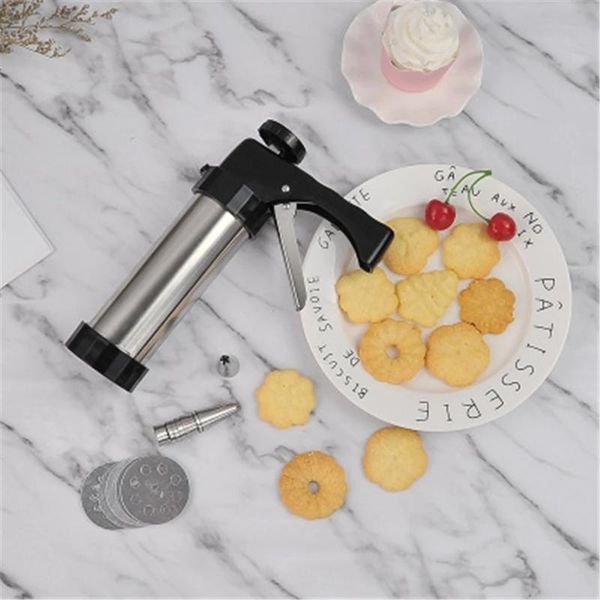 

baking moulds cookie presses set manual biscuits pressing gun chocolate dessert mold cake decorate tool gadget with 8 molds and nozzles