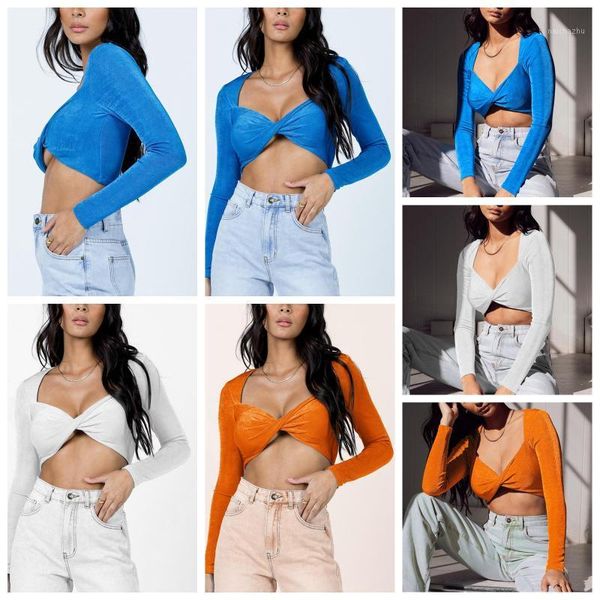 

women's tanks & camis twist front t-shirts, v neck solid color slim fit crop tank, White