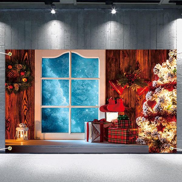 

party decoration christmas backdrop 2021 navidad props kids winter pography background santa fireplace trees baby postudio
