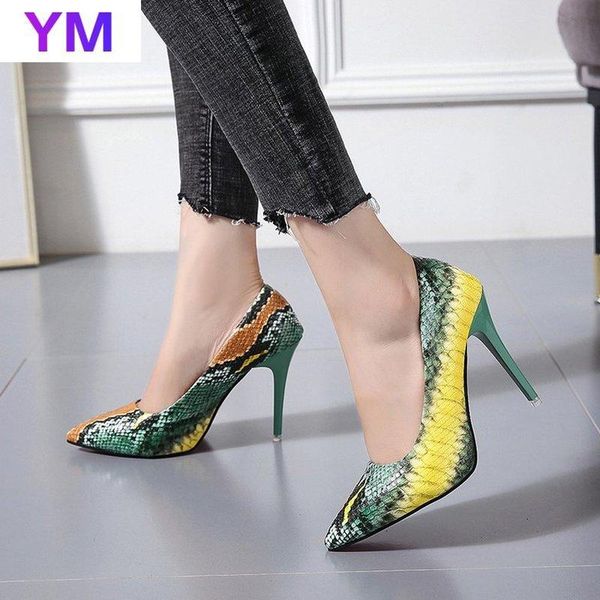

dress shoes 2021 women pumps female casual ladies fashion slip on pointed toe party zapatos de vestir mujer classic snakeskin flower, Black