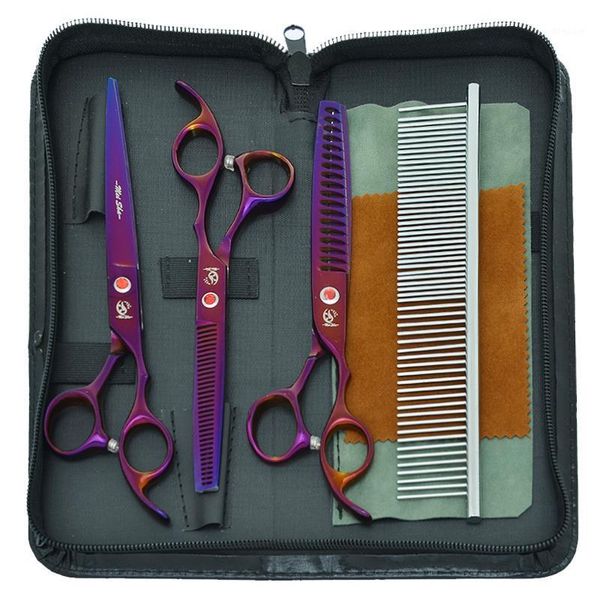 

japanese steel 7.0" dog hair clippers pet straight curved cutting scissors puppy thinning shears animal grooming b0022a1