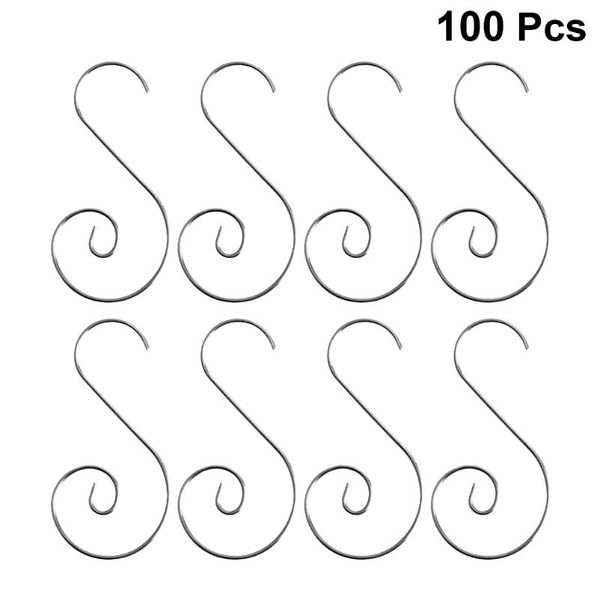 

hooks & rails 100pcs creative christmas hanging pothook decorations portable small shape hook metal hanger ornament supplies (sil