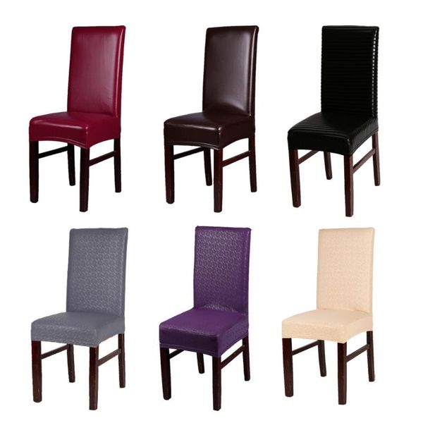 

chair covers 6pcs elastic pu leather home seat cover waterproof and oilproof wine red/black/coffee/purple multi color
