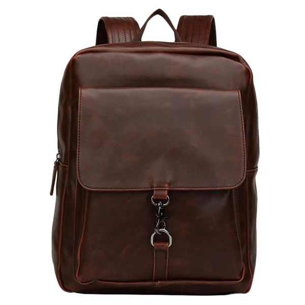 

backpack crazy horse leather pu for man lapdaypack large capacity fashion vintage male travel rucksack school student bags