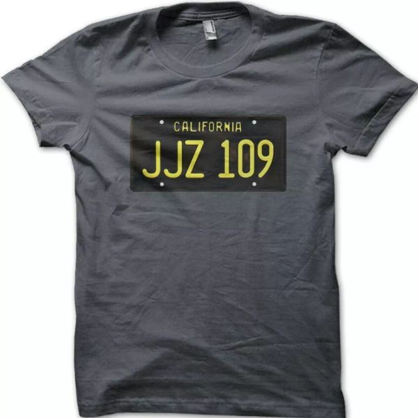 

Steve McQueen 68 bullitt mustang 390GT license plate JJZ109 t-shirt 9042, White;black