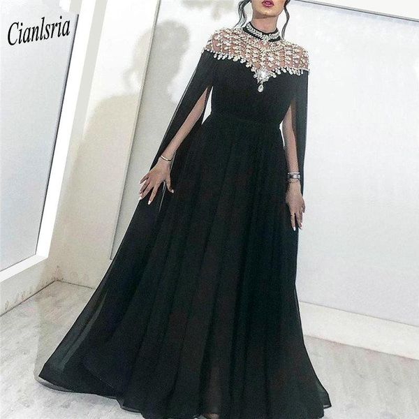 

party dresses black high neck muslim evening dress 2021 beading crystal plus size islamic dubai saudi arabic long, White;black