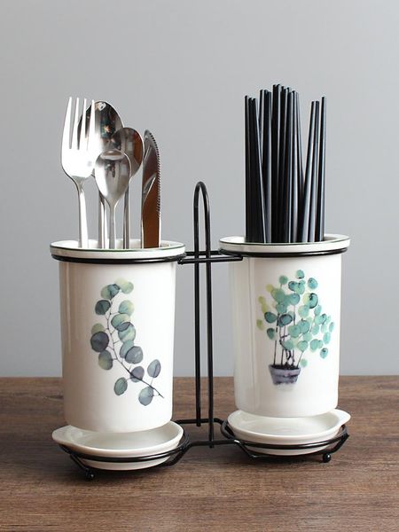 

storage bottles & jars nordic chopstick basket ceramic kitchen wall-mounted rack household drain knife fork spoon box