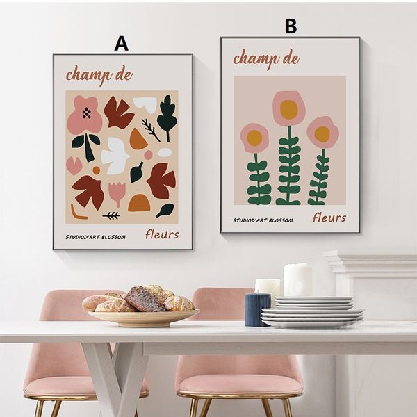 

unframed painting nordic abstract geometric flower print home wall art poster