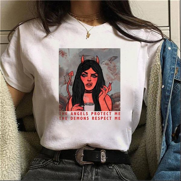 

womens t shirts funny women shirt cartoon graphic printed cool fashion female short sleeves clothes femme, White