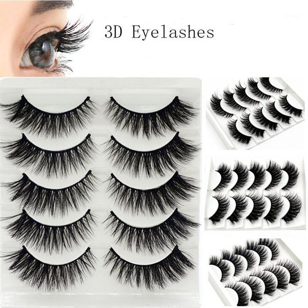 

5 pairs faux 3d eyelashes thick long volume eyelash hand made fiber false eye lashes makeup natural crisscross eyelashe1