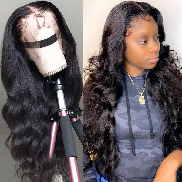 

lace wigs 30 34 40 inch body wave 13x4 13x6 360 frontal human hair brazilian 5x5 closure loose water wavy wig for black women, Black;brown