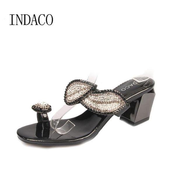 

dress shoes women rhinestone high-heeled sandals summer designer clip toe high heel slippers golden leaves crystal big size 41 42, Black