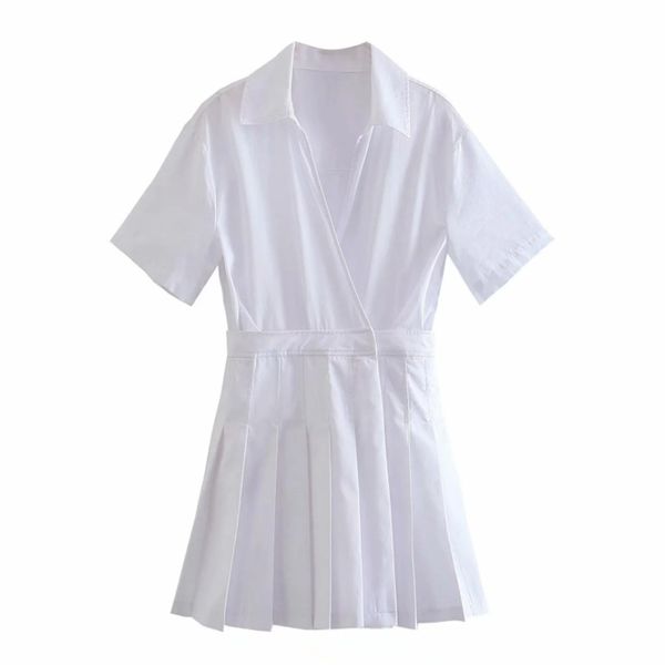 

summer women pleated decoration white mini dress female short sleeve clothes casual lady loose vestido d7688 210430, Black;gray