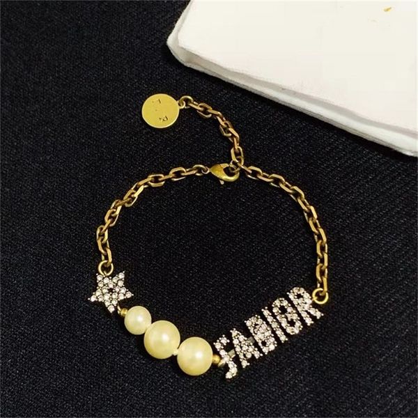 

87% off wholesale shop family star chain pearl bracelet brass light luxury high-grade bracelet women's jewelry, Black