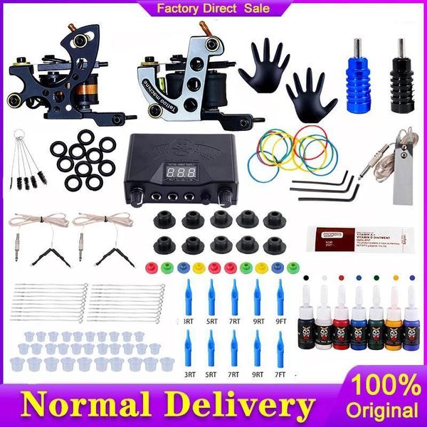 

complete tattoo kit coil machine set power supply needles professional supplies for body artist1