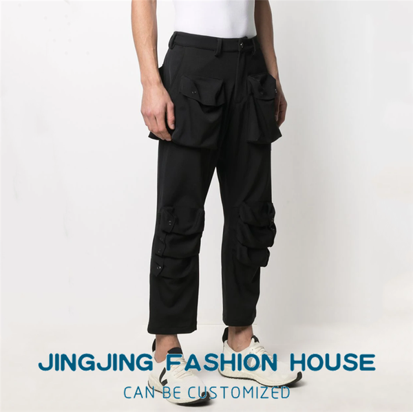 

men's pants s-6xl2021 summer casual nine points handsome straight loose all-match cargo, Black