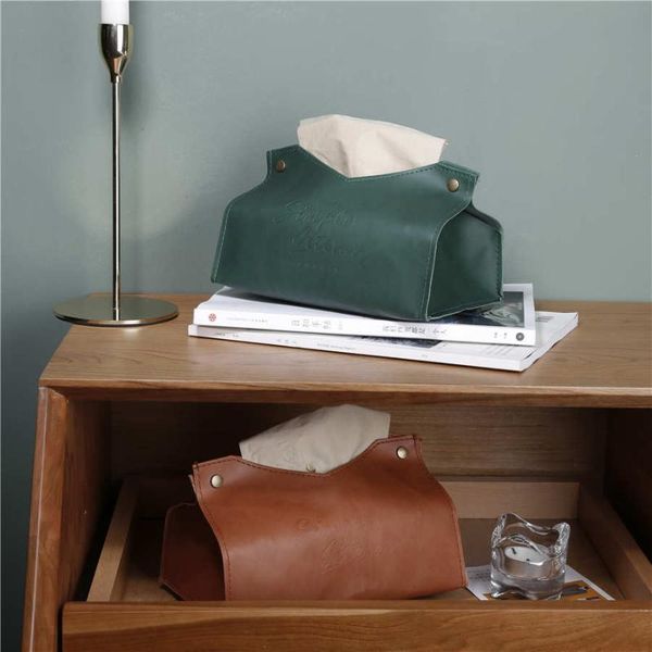 

tissue boxes & napkins pu leather retro towel napkin box holder container organizer paper dispenser case for office home decor