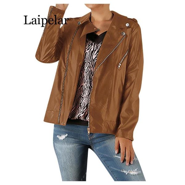 

women's jackets women windproof motorcycle leather jacket solid color long sleeve fashion zip pocket plus size casual simple womens, Black;brown