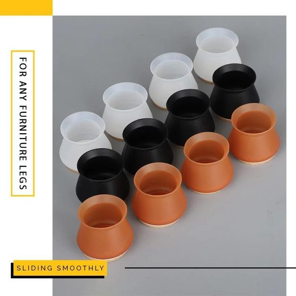 

upgraded furniture silicone protection cover with felt pad chair leg caps floor protector bottom feet covers
